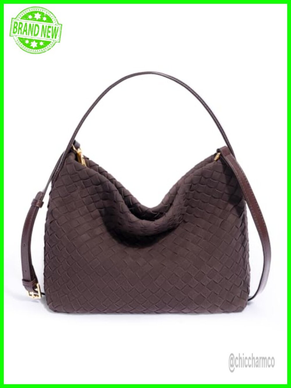 Woven Tote Bag PU Leather Top Handle Hobo Shoulder Handbag Women